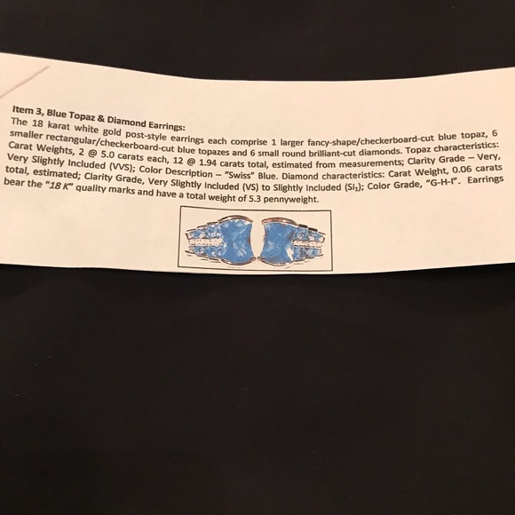 BLUE TOPAZ & DIAMOND EARRINGS - Picture 4 of 5